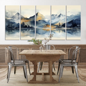 Lake Abstract Mountain Wall Art Canvas Print