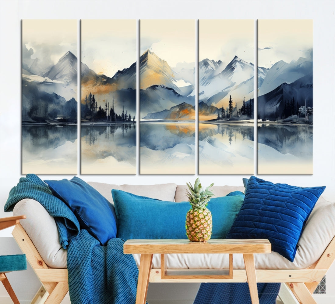 Lake Abstract Mountain Wall Art Canvas Print
