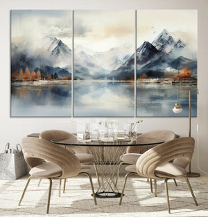 Lake Mountain Abstract Wall Art, Framed Lake Mountain Modern