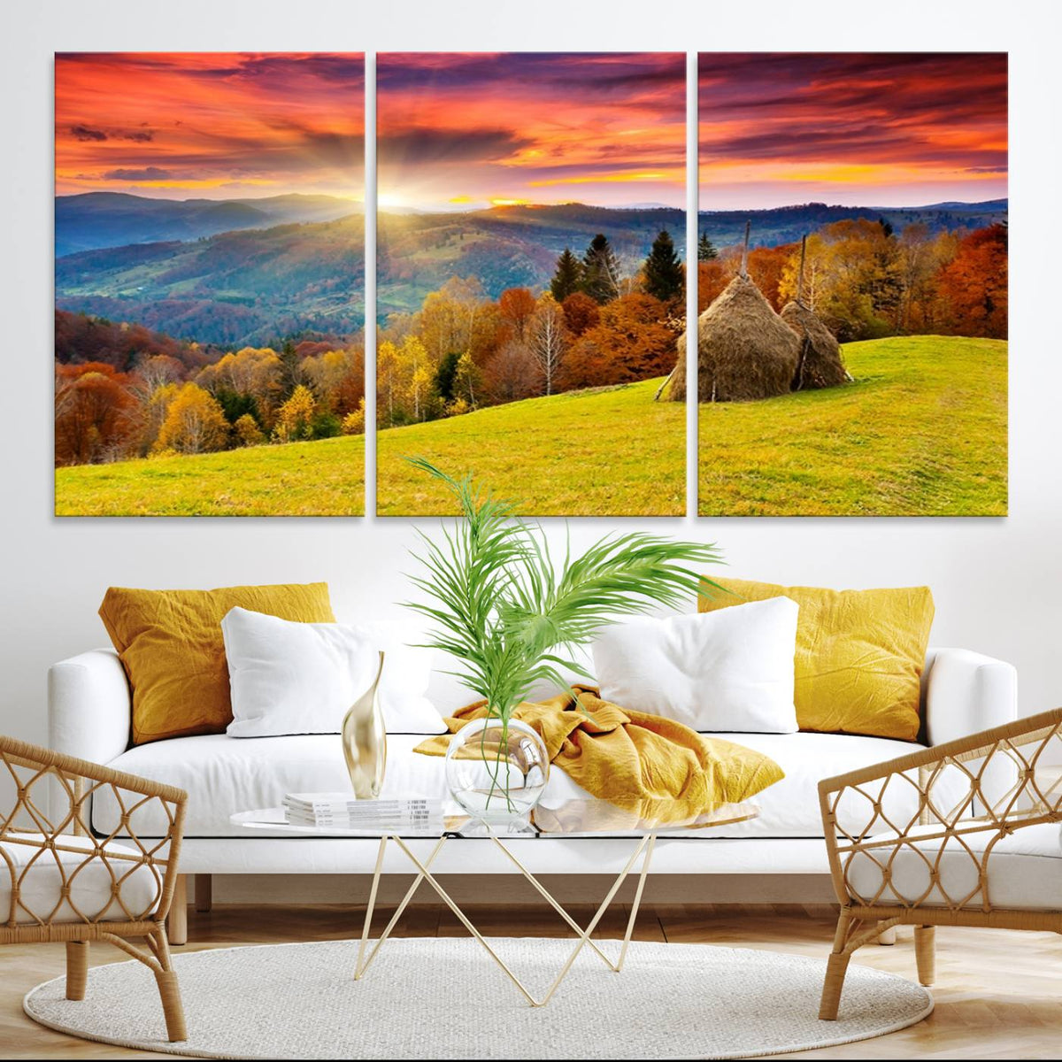 Landscape View Sunset Wall Art Landscape Canvas Print All