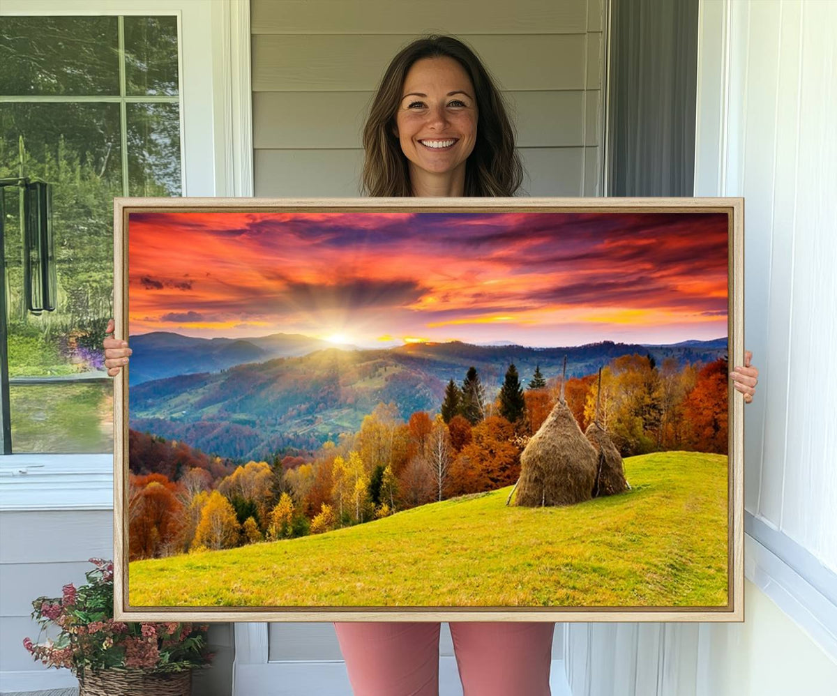 Landscape View Sunset Wall Art Landscape Canvas Print All