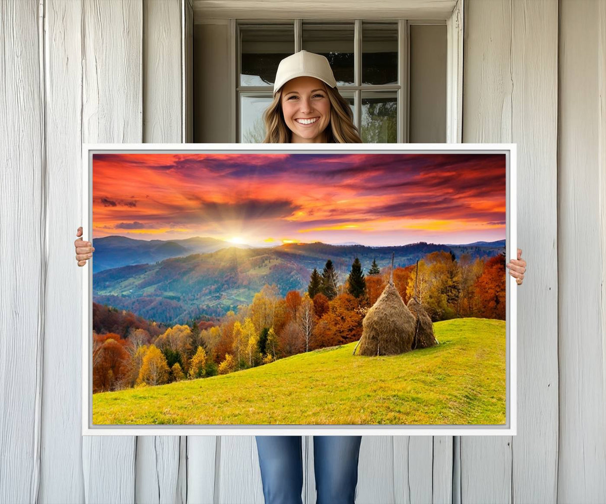 Landscape View Sunset Wall Art Landscape Canvas Print All