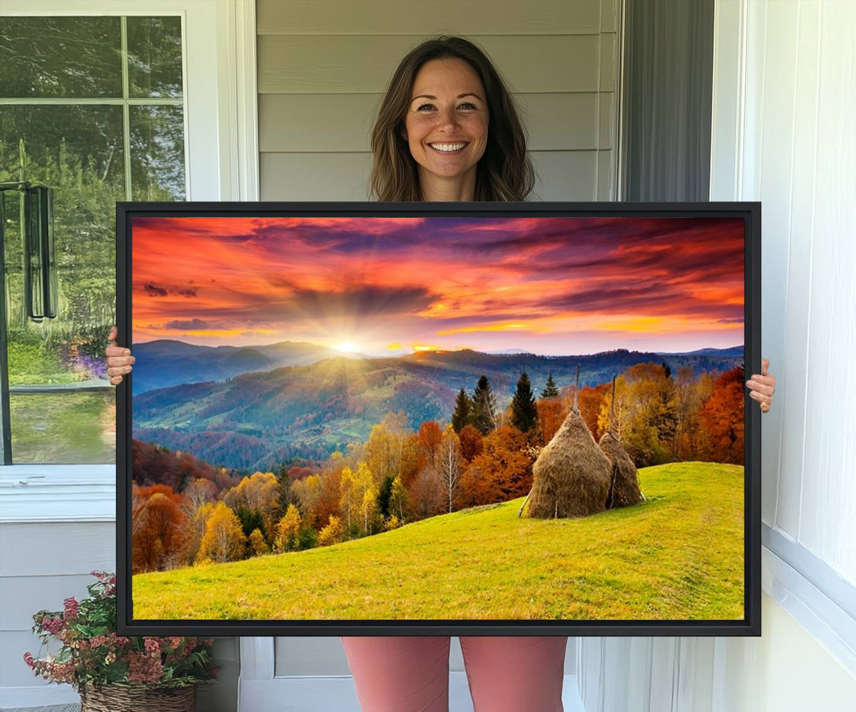 Landscape View Sunset Wall Art Landscape Canvas Print All