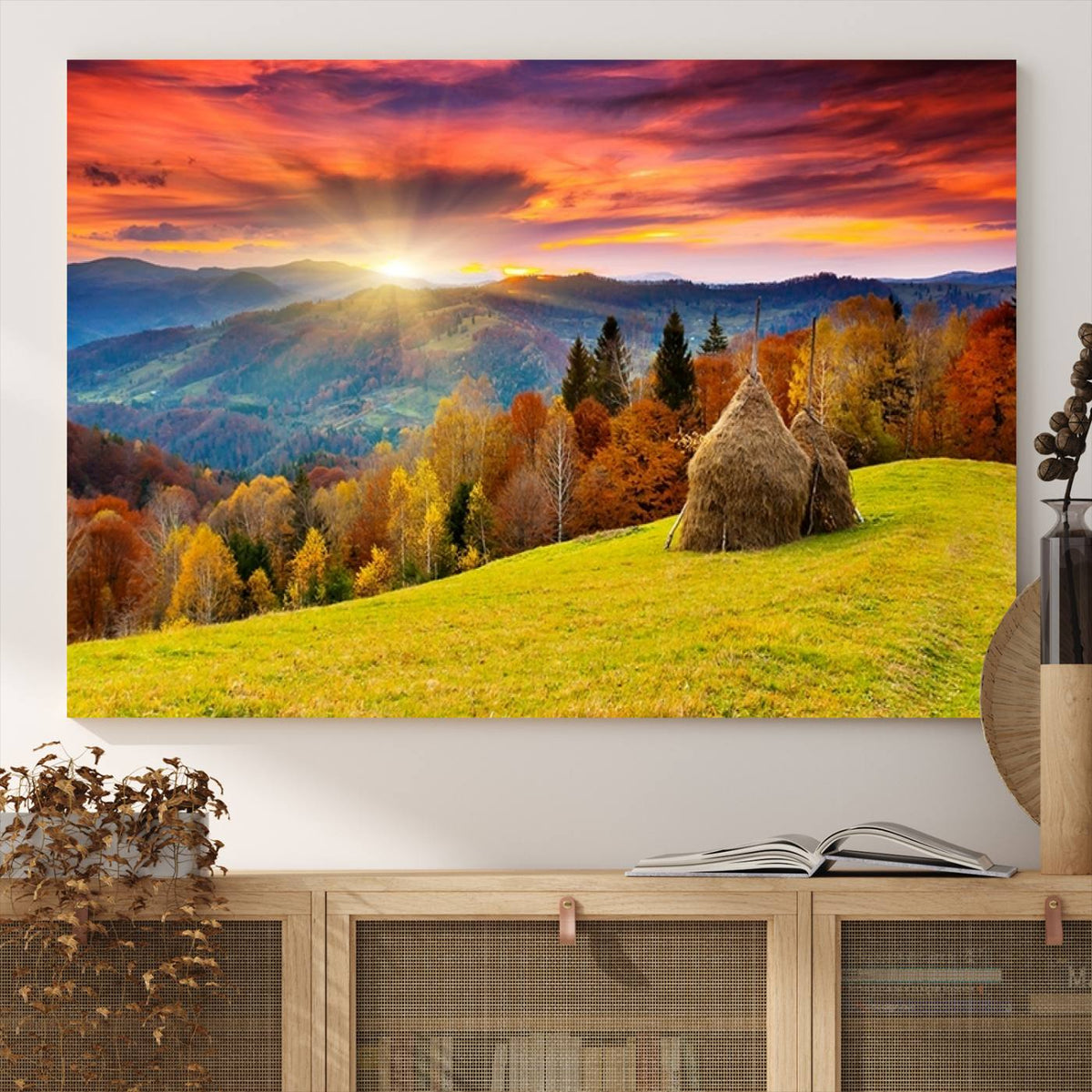 Landscape View Sunset Wall Art Landscape Canvas Print All