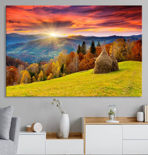 Landscape View Sunset Wall Art Landscape Canvas Print All