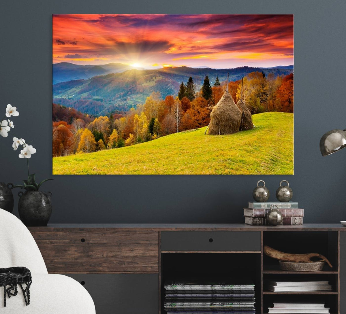 Landscape View Sunset Wall Art Landscape Canvas Print All