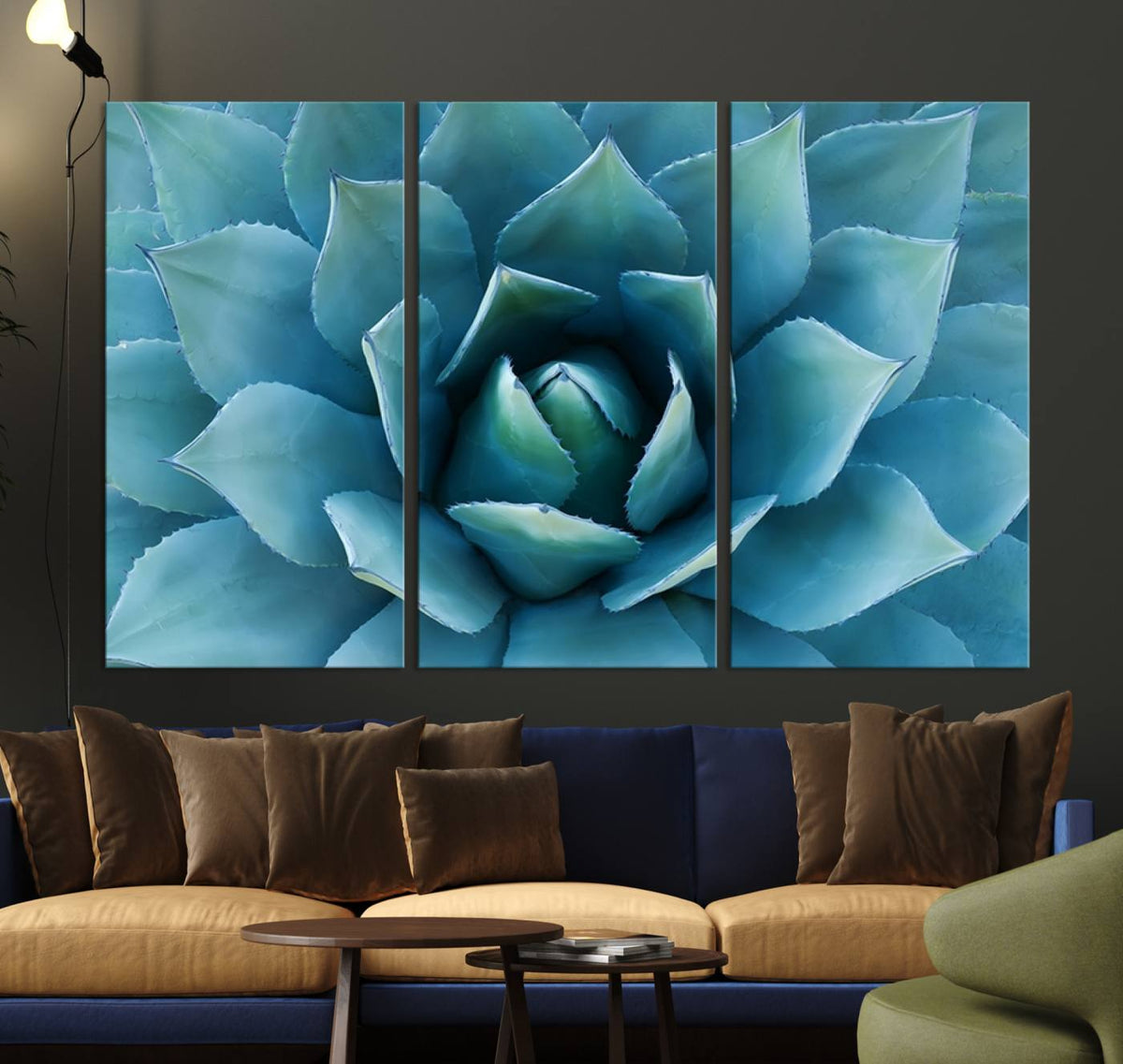 Large Agave Succulent Canvas Wall Art | Botanical Close-Up