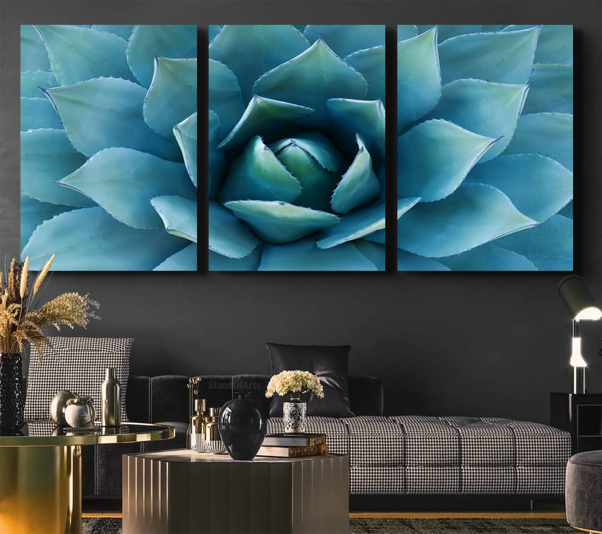 Large Agave Succulent Canvas Wall Art | Botanical Close-Up