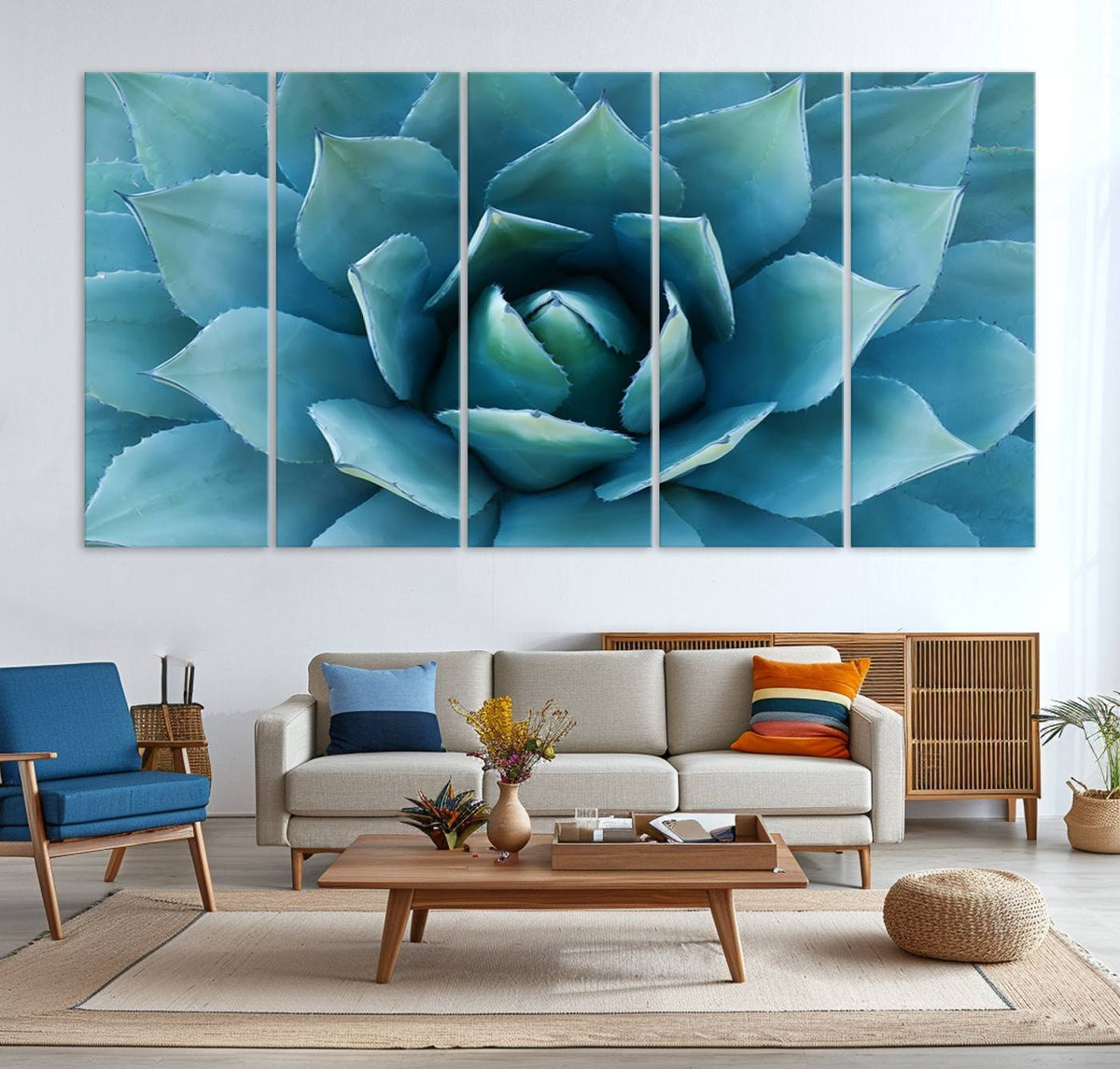 Large Agave Succulent Canvas Wall Art | Botanical Close-Up