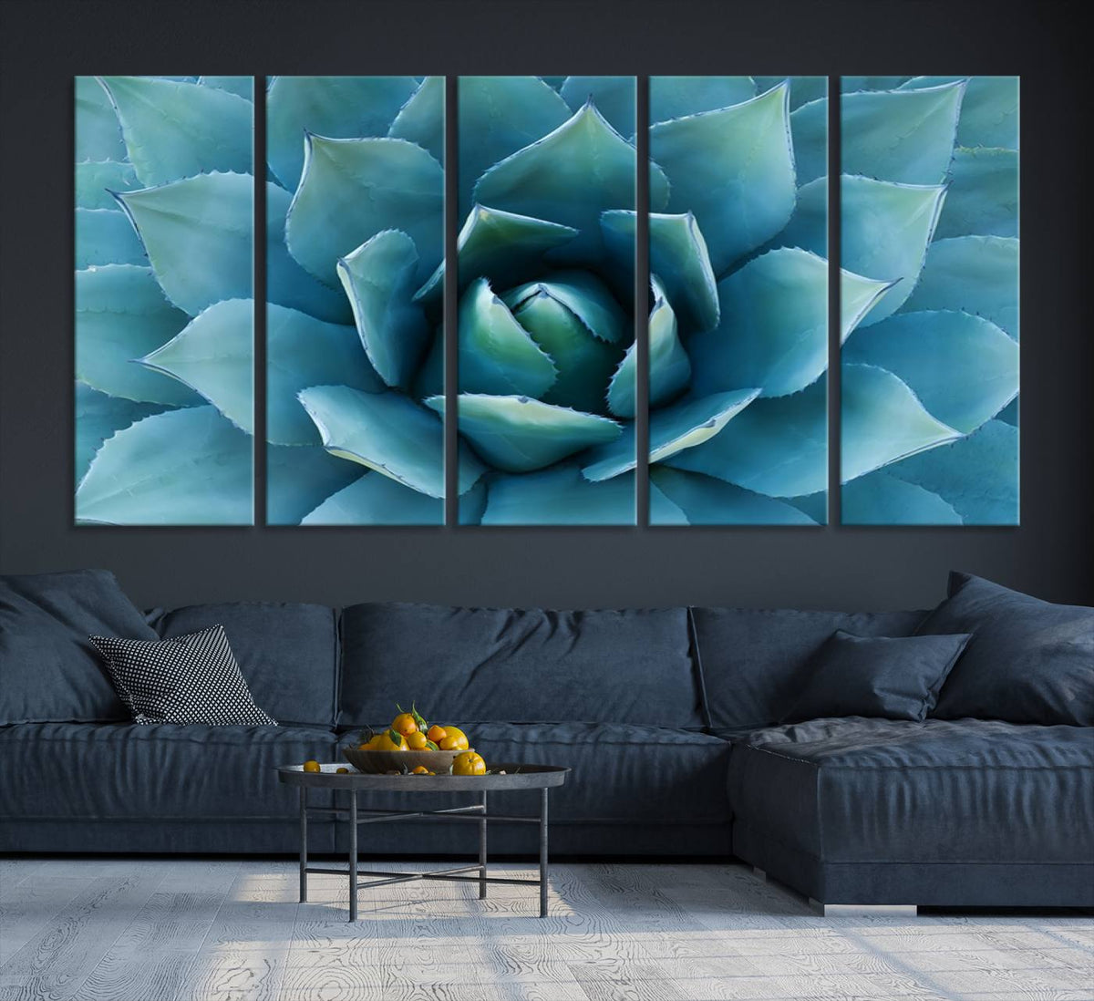 Large Agave Succulent Canvas Wall Art | Botanical Close-Up