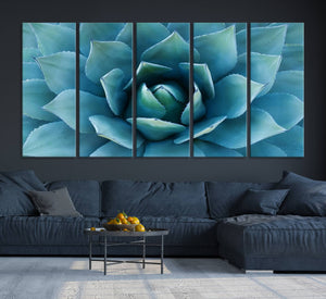 Large Agave Succulent Canvas Wall Art | Botanical Close-Up