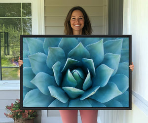Large Agave Succulent Canvas Wall Art | Botanical Close-Up