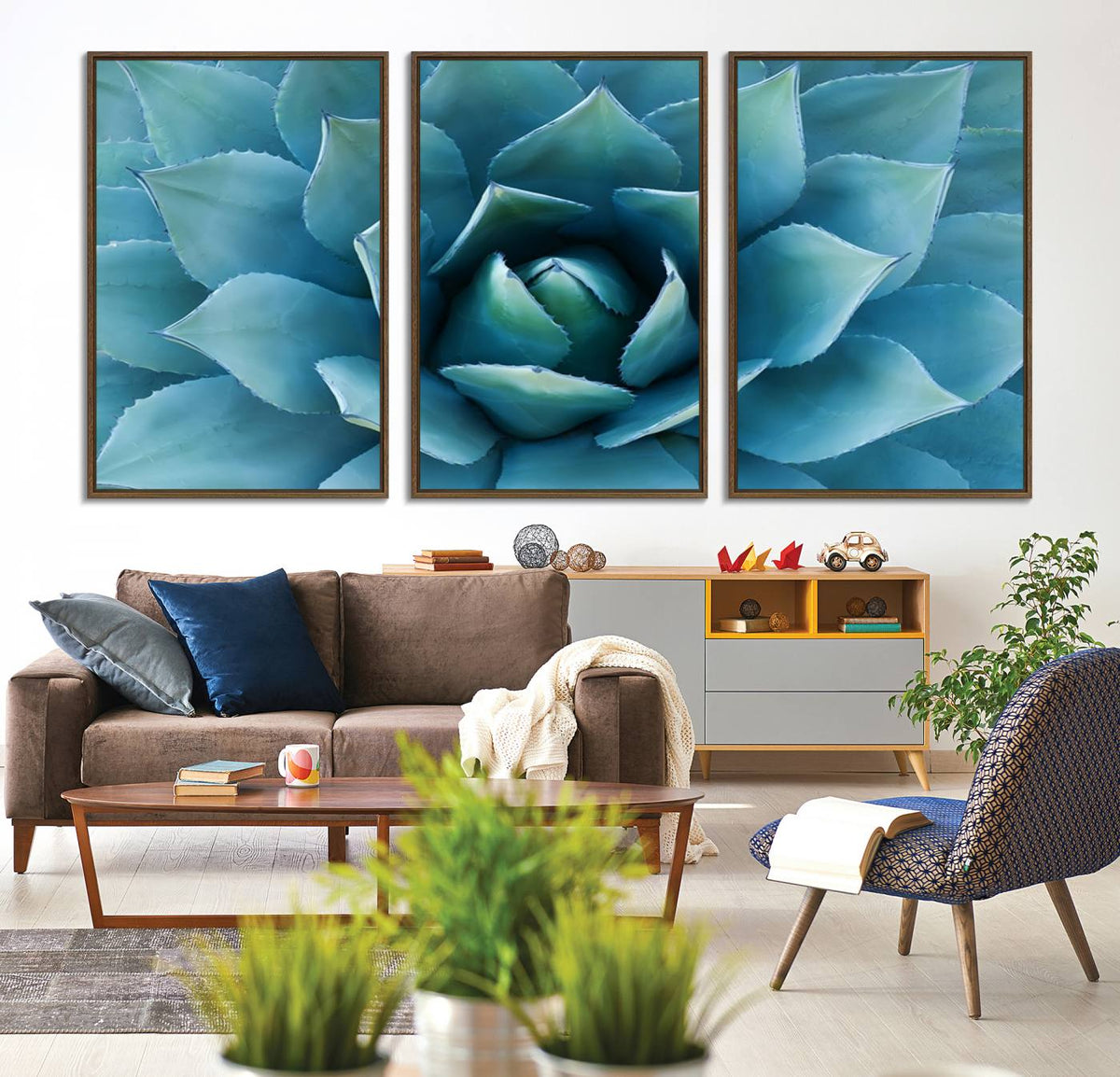 Large Agave Succulent Canvas Wall Art | Botanical Close-Up