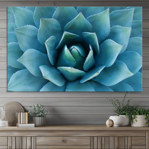 Large Agave Succulent Canvas Wall Art | Botanical Close-Up