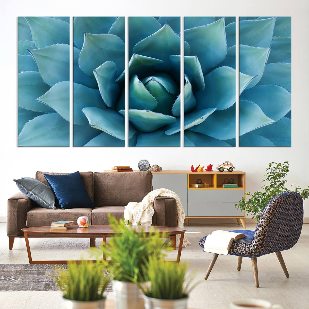 Large Agave Succulent Canvas Wall Art | Botanical Close-Up