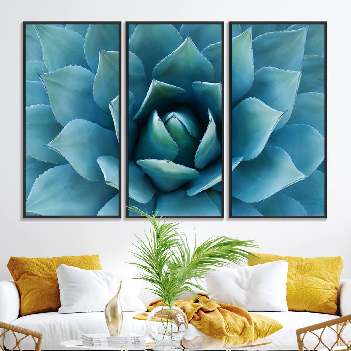 Large Agave Succulent Canvas Wall Art | Botanical Close-Up