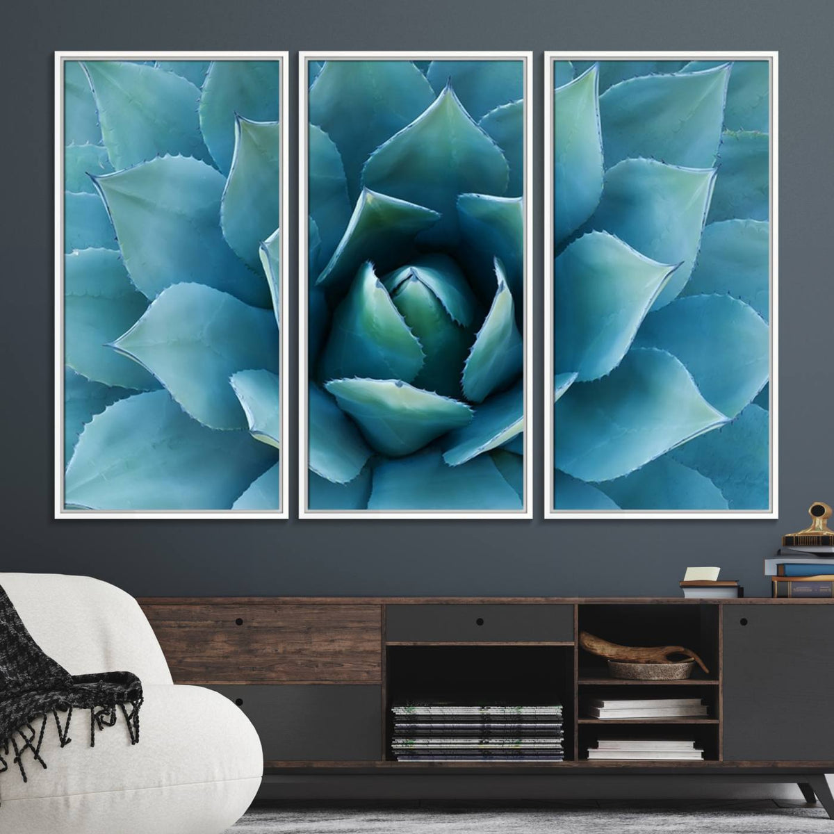 Large Agave Succulent Canvas Wall Art | Botanical Close-Up