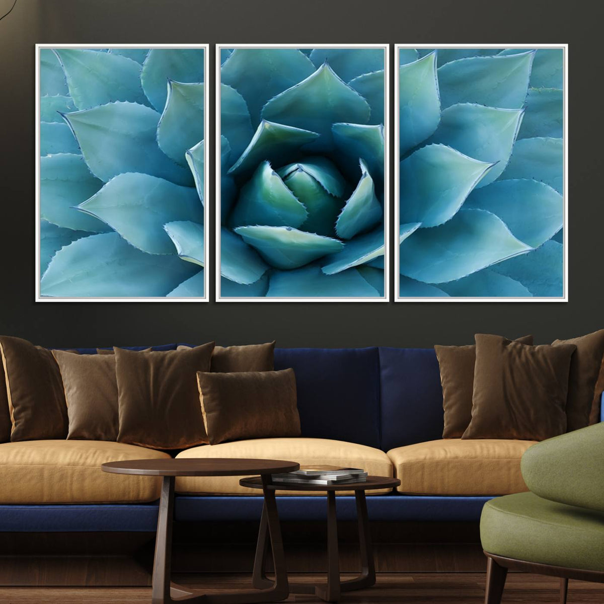 Large Agave Succulent Canvas Wall Art | Botanical Close-Up
