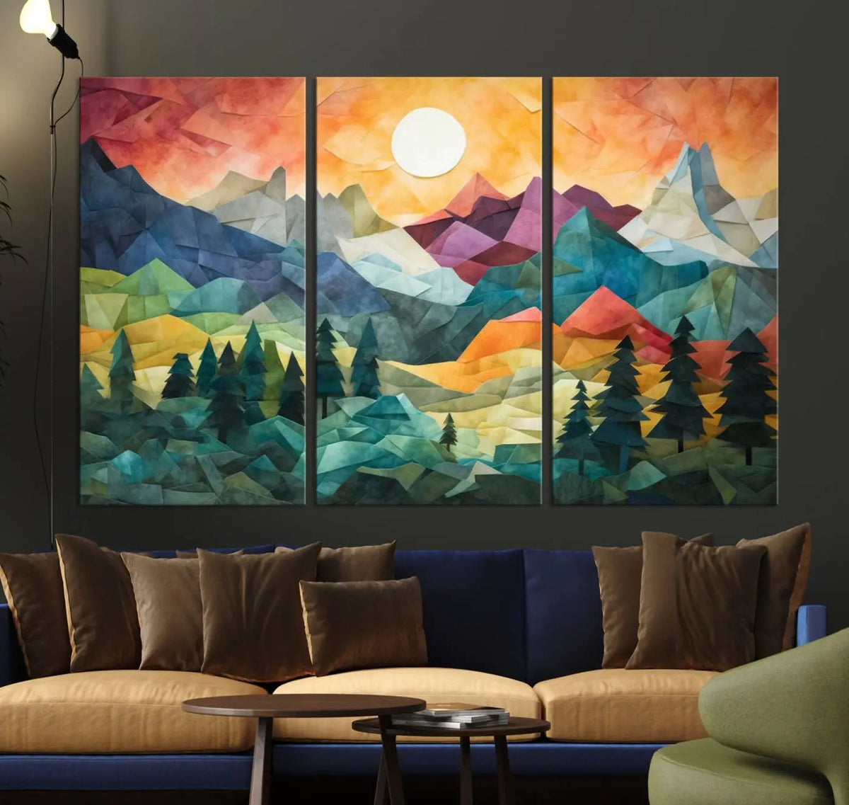 Colorful Abstract Mountain Wall Art Canvas Print – Geometric