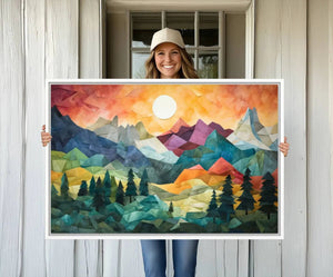 Colorful Abstract Mountain Wall Art Canvas Print – Geometric