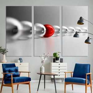 Large Wall Art Red Ball in Gray Balls Canvas Art Print Large