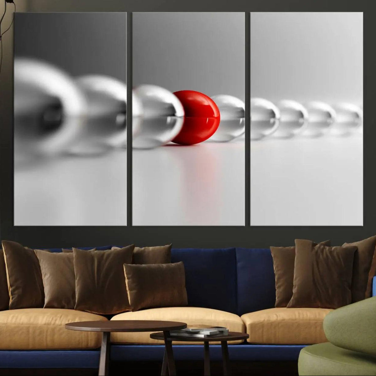Large Wall Art Red Ball in Gray Balls Canvas Art Print Large