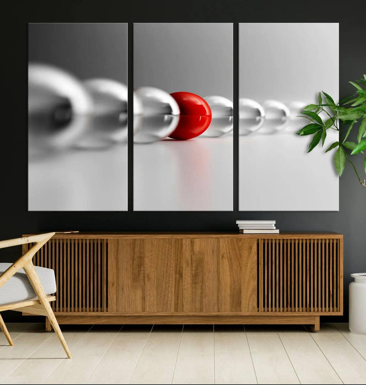 Large Wall Art Red Ball in Gray Balls Canvas Art Print Large