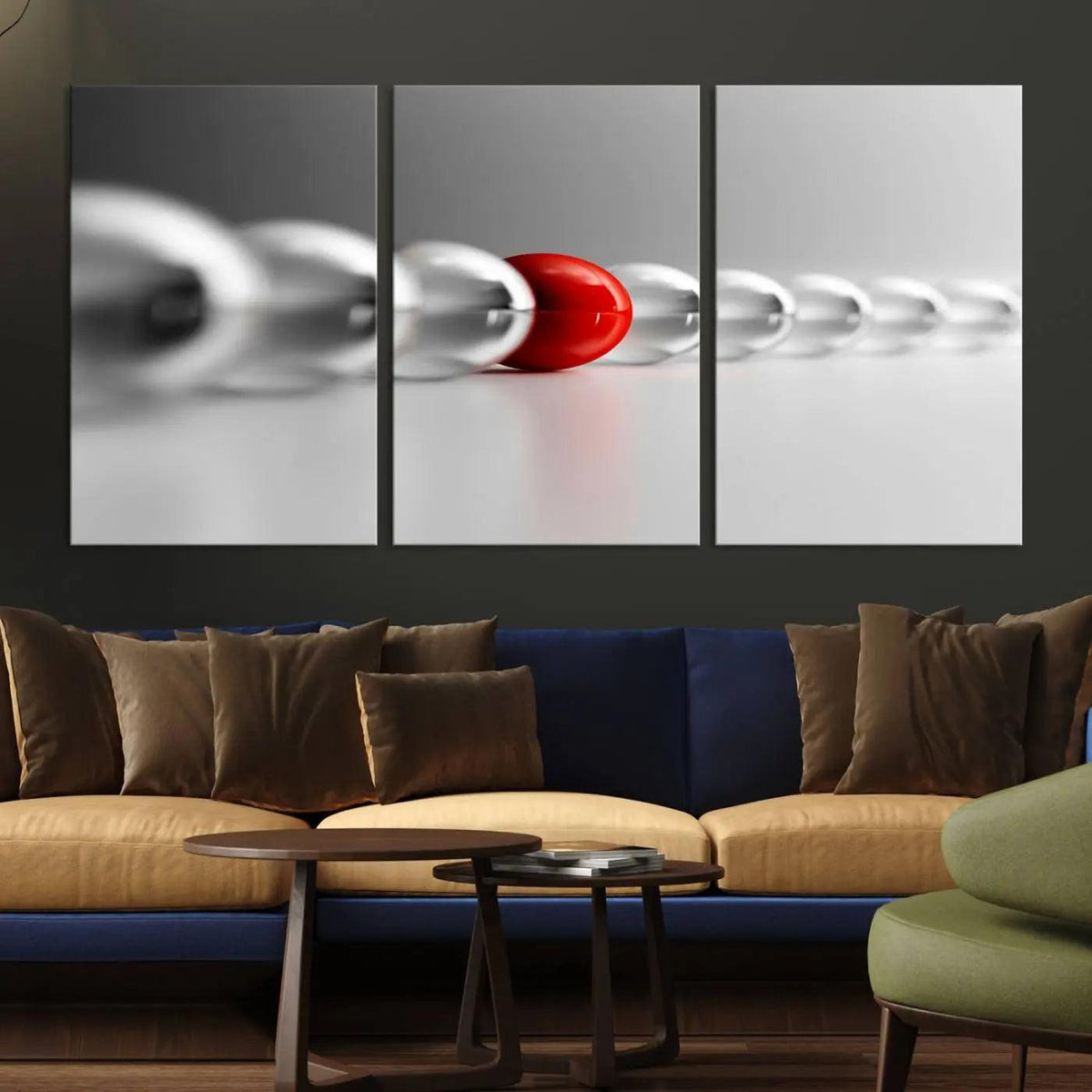 Large Wall Art Red Ball in Gray Balls Canvas Art Print Large