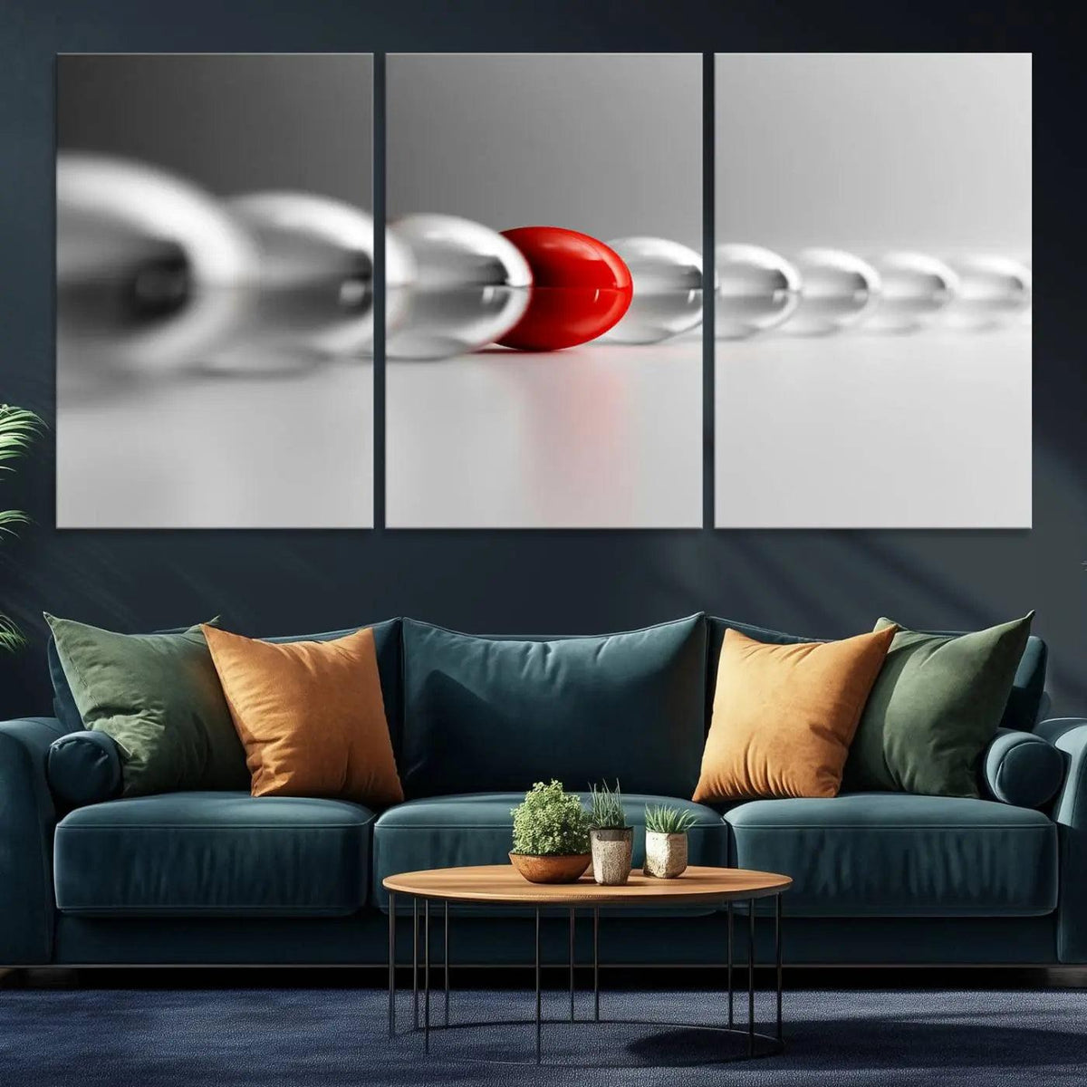 Large Wall Art Red Ball in Gray Balls Canvas Art Print Large
