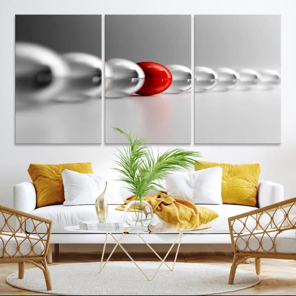 Large Wall Art Red Ball in Gray Balls Canvas Art Print Large