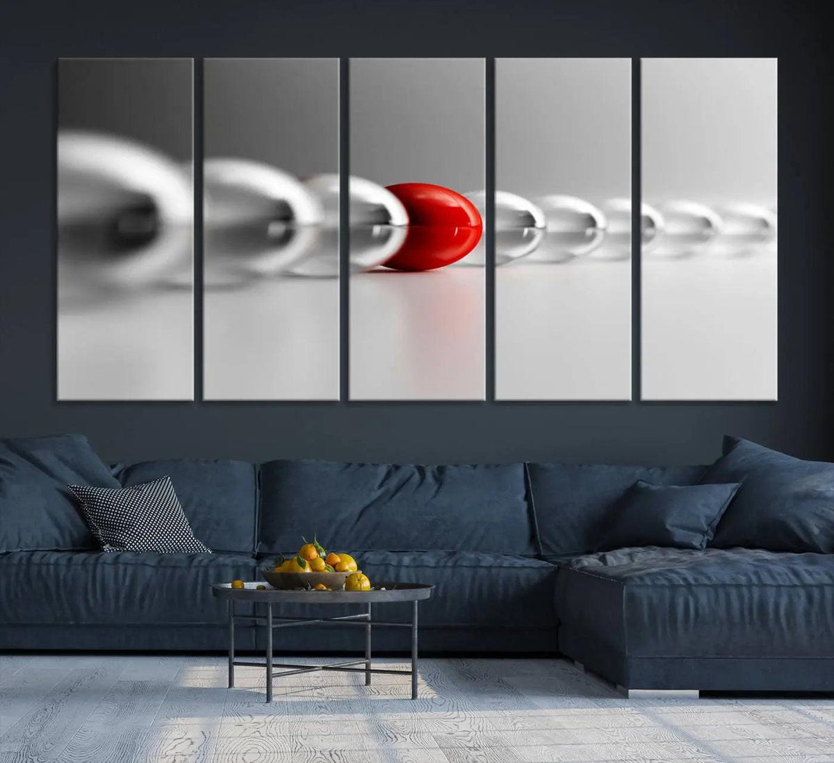 Large Wall Art Red Ball in Gray Balls Canvas Art Print Large