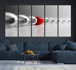 Large Wall Art Red Ball in Gray Balls Canvas Art Print Large