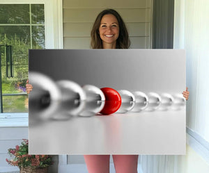 Large Wall Art Red Ball in Gray Balls Canvas Art Print Large