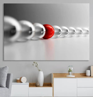 Large Wall Art Red Ball in Gray Balls Canvas Art Print Large