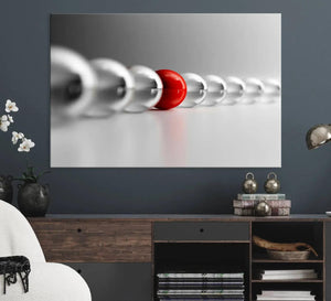 Large Wall Art Red Ball in Gray Balls Canvas Art Print Large