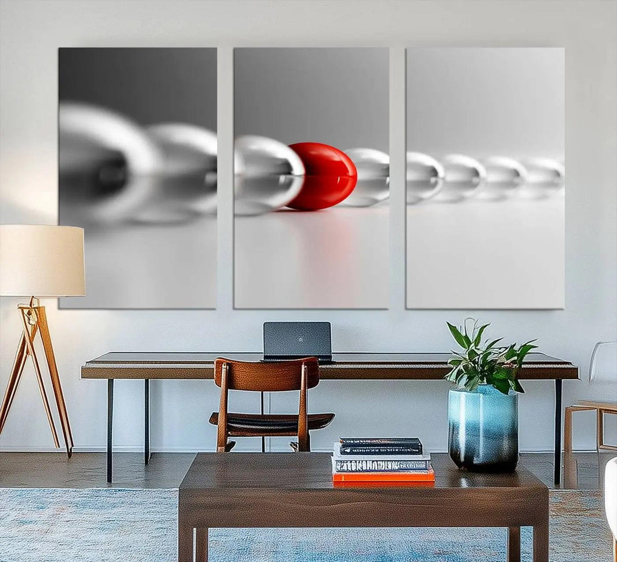 Large Wall Art Red Ball in Gray Balls Canvas Art Print Large