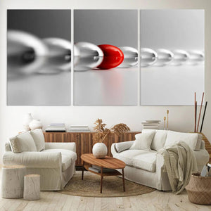 Large Wall Art Red Ball in Gray Balls Canvas Art Print Large