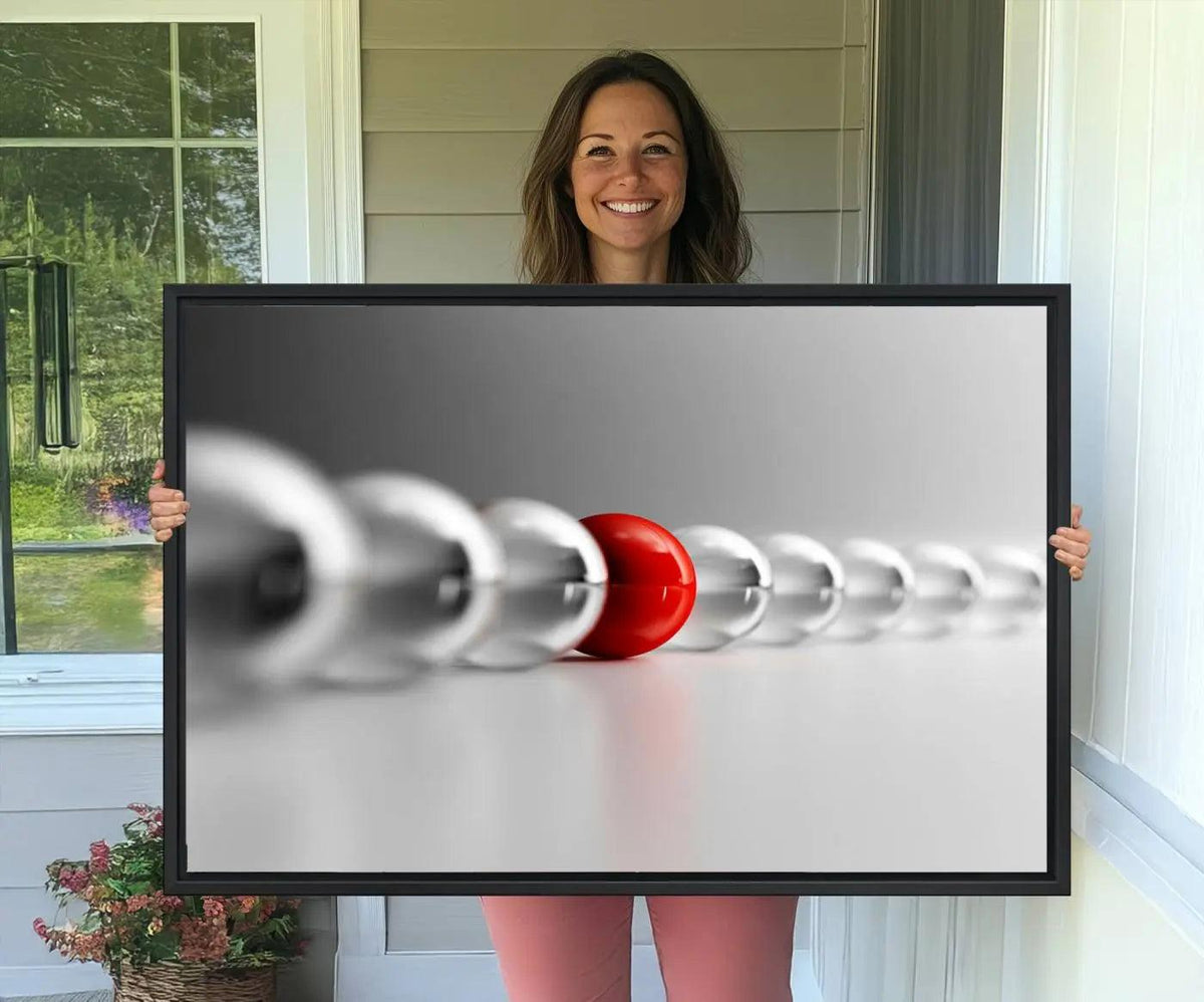 Large Wall Art Red Ball in Gray Balls Canvas Art Print Large