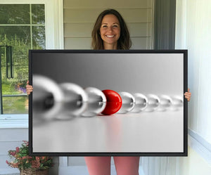 Large Wall Art Red Ball in Gray Balls Canvas Art Print Large