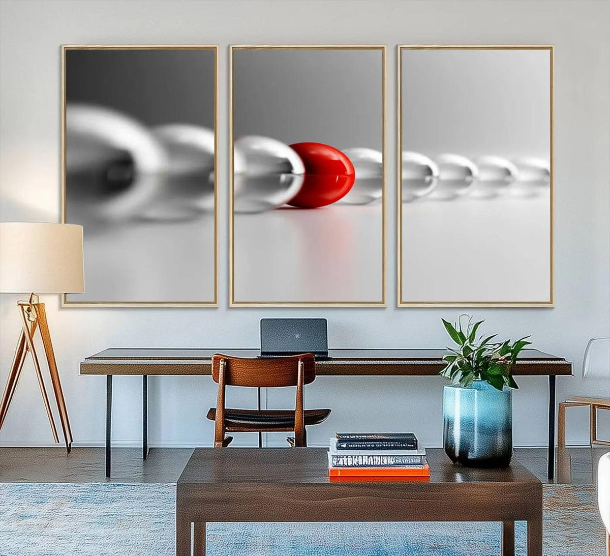 Large Wall Art Red Ball in Gray Balls Canvas Art Print Large