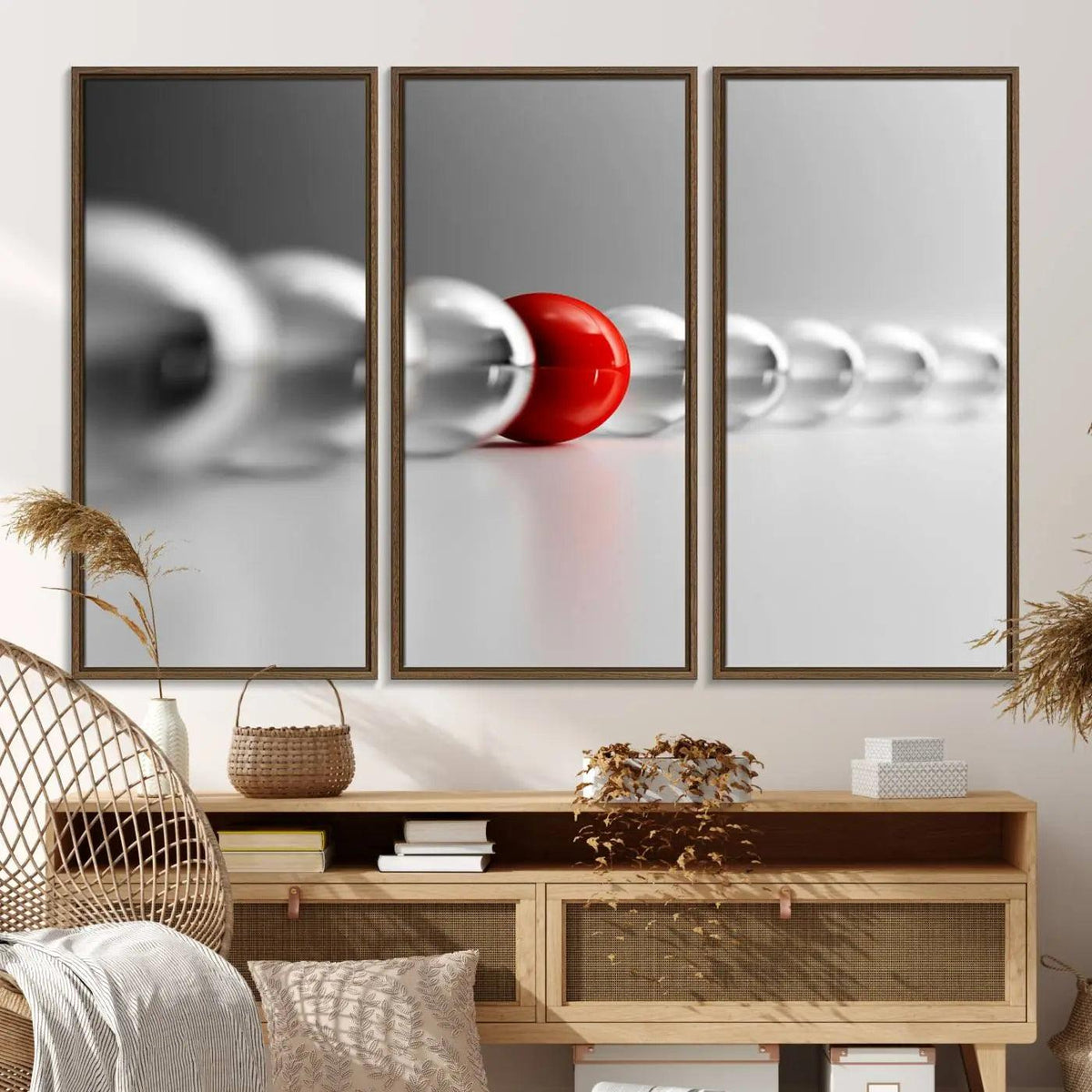 Large Wall Art Red Ball in Gray Balls Canvas Art Print Large