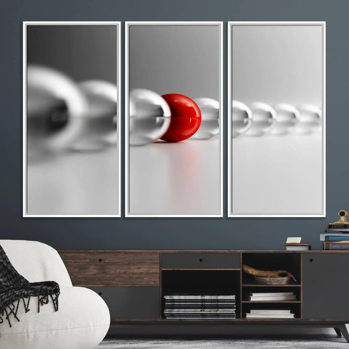 Large Wall Art Red Ball in Gray Balls Canvas Art Print Large