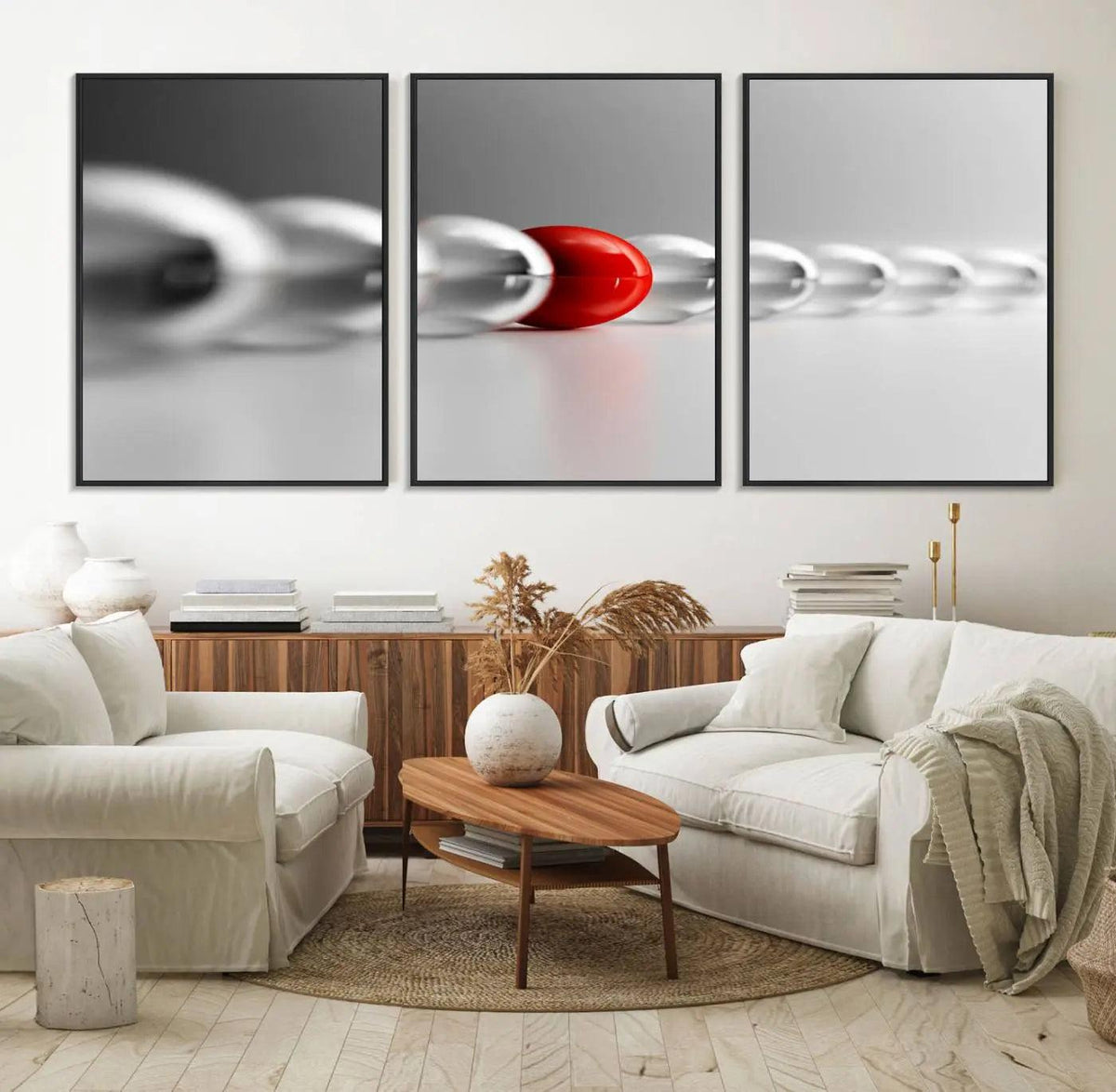Large Wall Art Red Ball in Gray Balls Canvas Art Print Large
