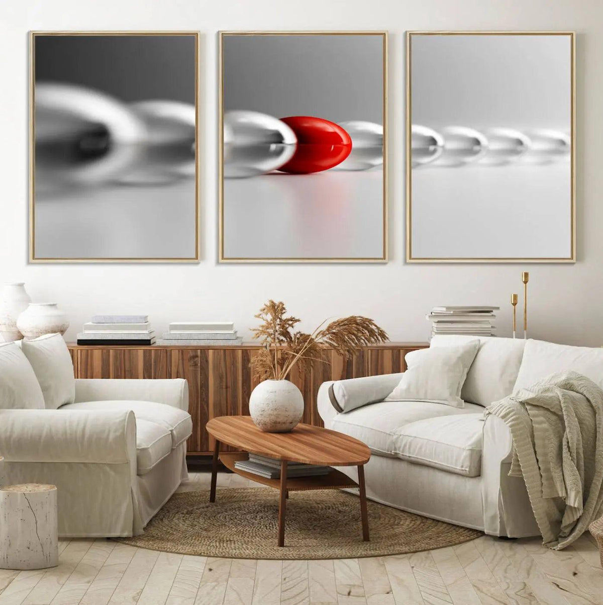 Large Wall Art Red Ball in Gray Balls Canvas Art Print Large