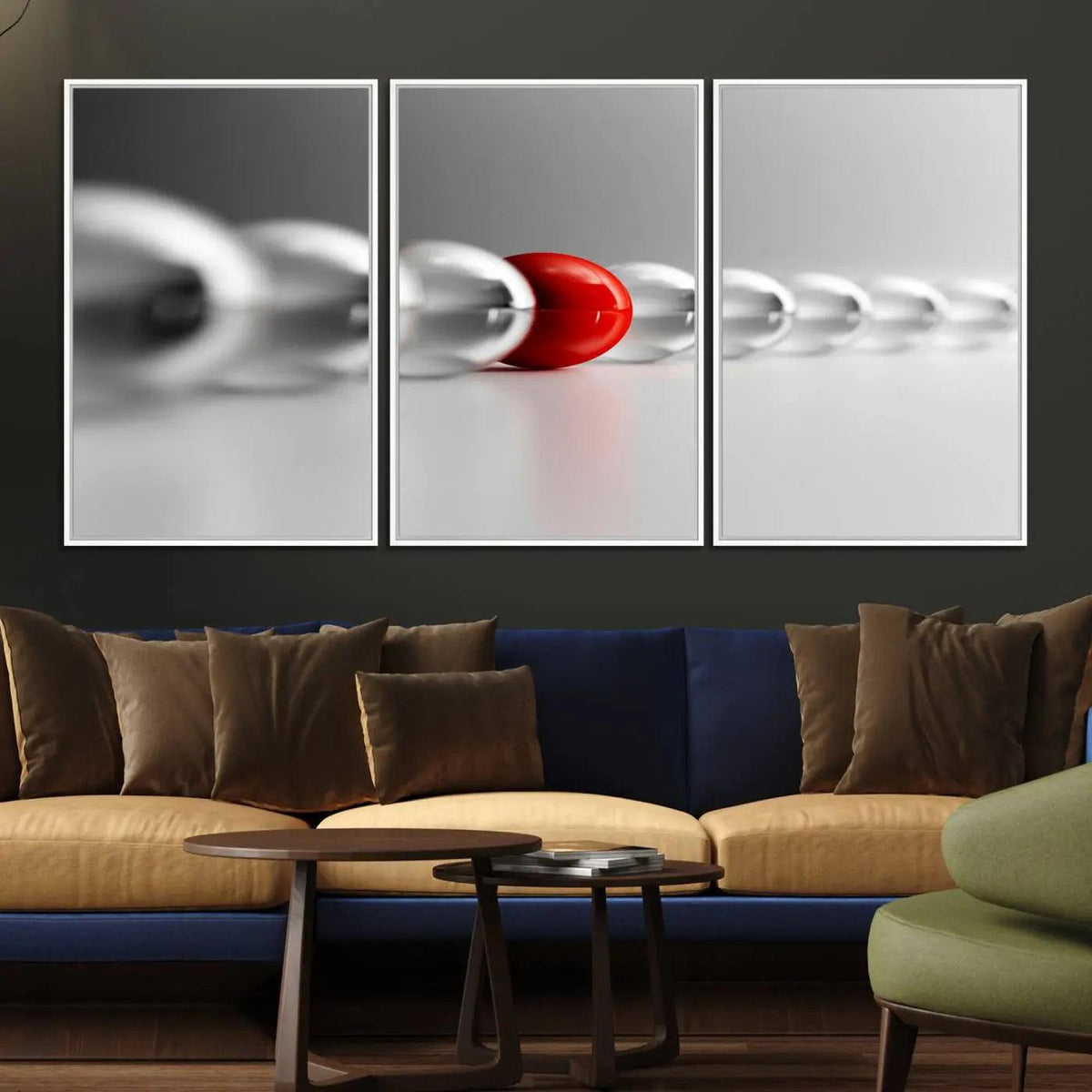 Large Wall Art Red Ball in Gray Balls Canvas Art Print Large