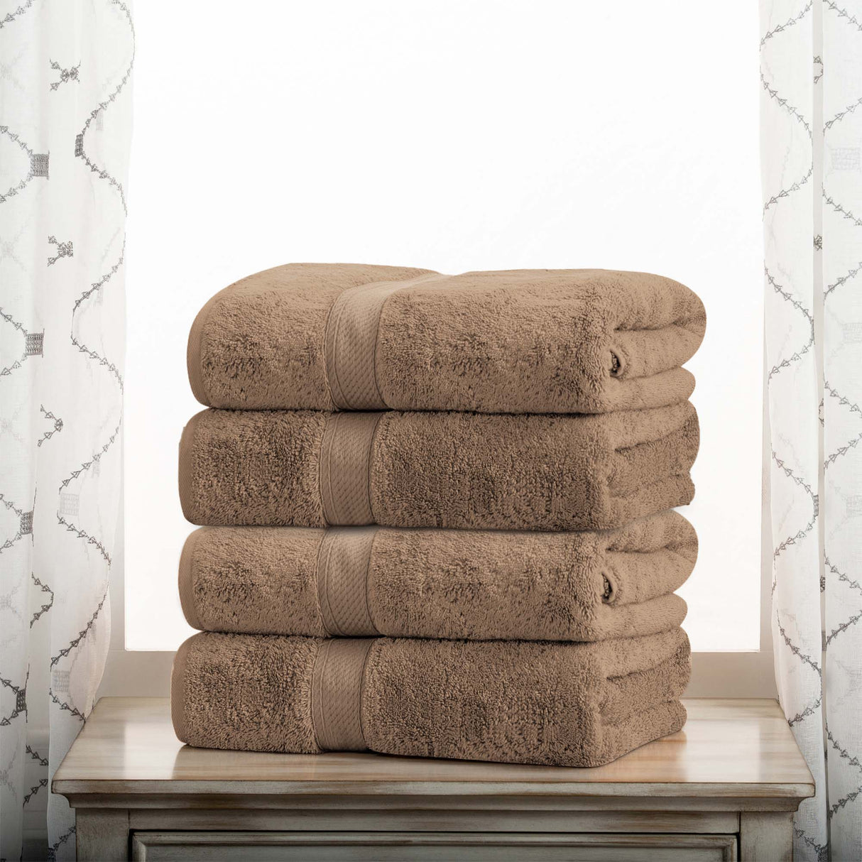 Egyptian Cotton Plush Heavyweight Bath Towel Set of 4 - Egyptian Cotton Bath Towel by Superior Brand
