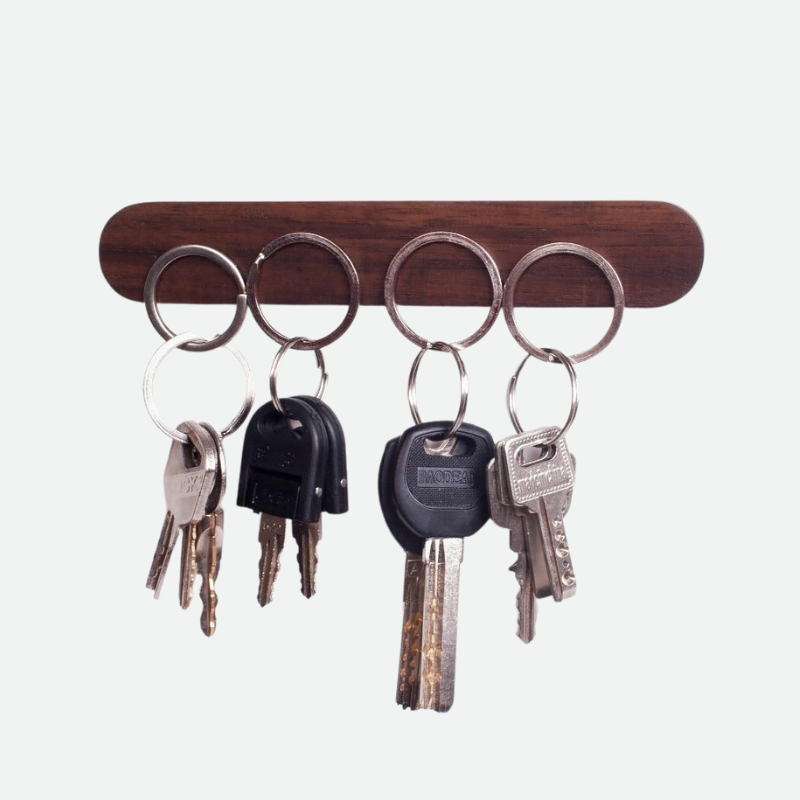 Wooden Magnetic Key Holder Wall Mount Adhesive Key Rack Organizer