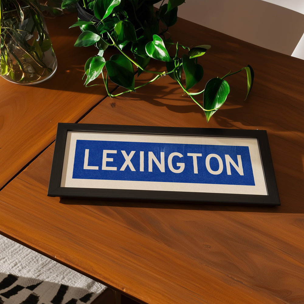 Framed Lexington Blue Bus Scroll