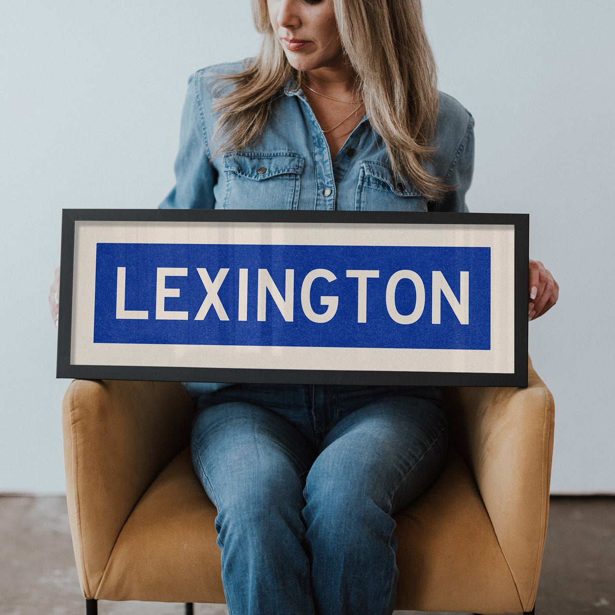 Framed Lexington Blue Bus Scroll