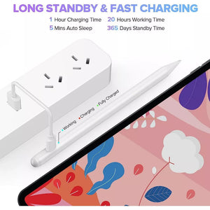 Link Stylus Pen For Apple iPad 9th & 10th Generation 2x Fast Charge 2018-2024 iPad Pro11&12.9 iPad Air 3/4/5 iPad 6-10 iPad Mini 5/6 Gen - White